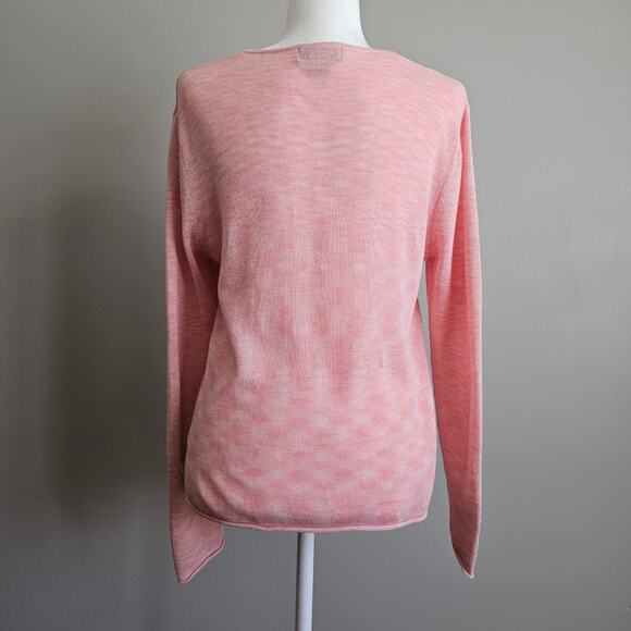 Woolrich Women's Ramie Cotton Blend Sweater Petal Pink Tie Neck Lightweight M - Picture 4 of 12